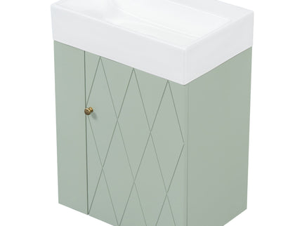 Modern Bathroom Vanity With Sink, Diamond Pattern Doors