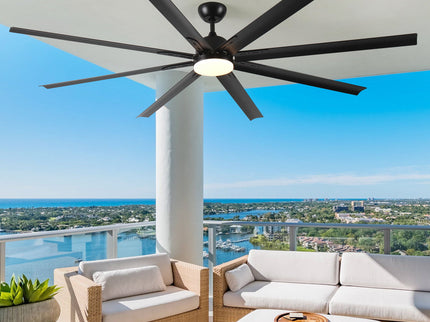 Super Large Black Ceiling Fan With Remote Control - Black