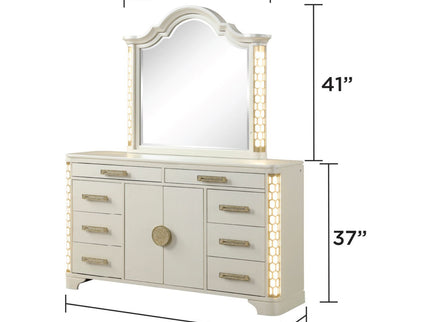 Jasmine - 8 Drawer Dresser With Side LED Lightning - Beige