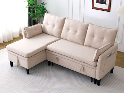 L-Shaped Reversible Chaise Sectional Sofa With Storage