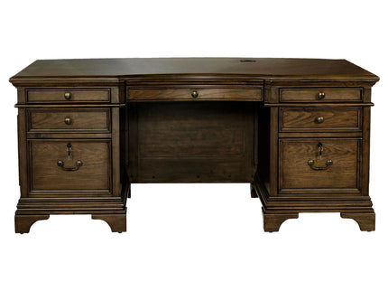 Stigham - 7 Drawer Executive Desk With Lockable File Cabinets - Oak