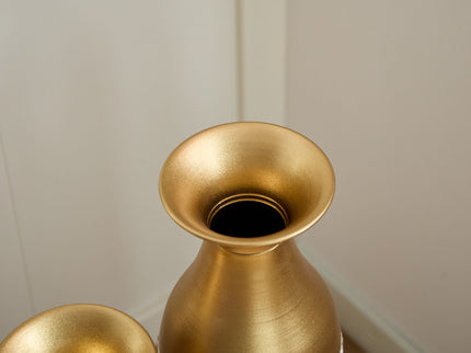 Mother's Day Gift Set Gilded White 3D Relief Flower Metal Vase Set - White / Gold
