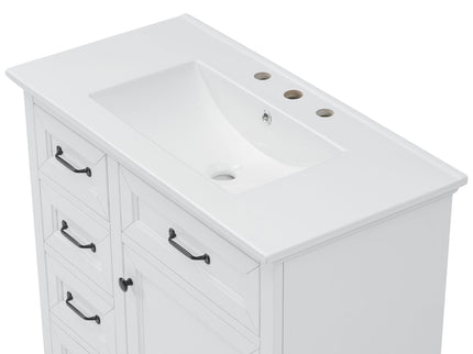 Modern Bathroom Vanity With Sink Top, 4 Drawers And 1 Soft-Close Door