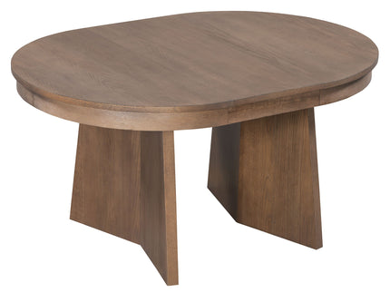Extendable Round Dining Table Set For 4 With 4 Upholstered Chairs - Beige / Walnut