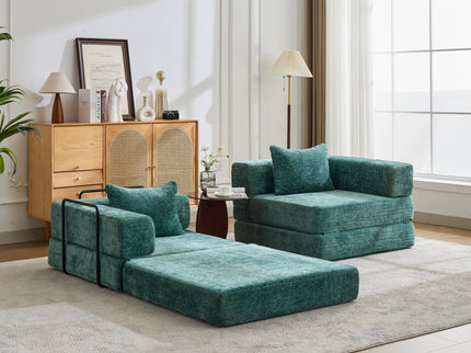 Convertible Floor Sofa Bed With Pillow Back Support Armrest