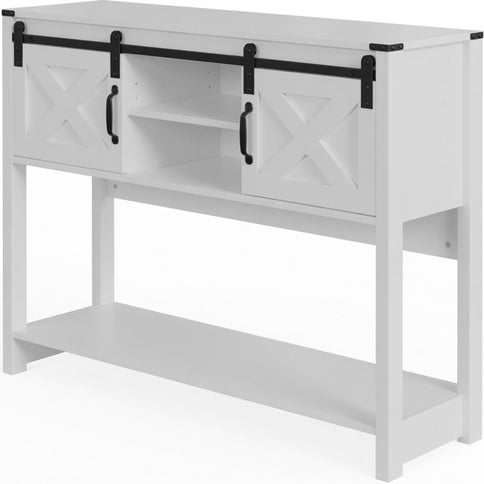 Farmhouse Entryway Table With Sliding Barn Door