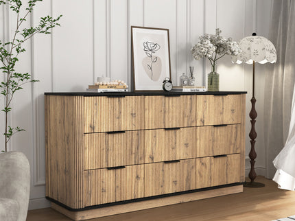 Modern 9 Drawer Cabinet With Metal Rounded Corners Multi Functional Storage - Black
