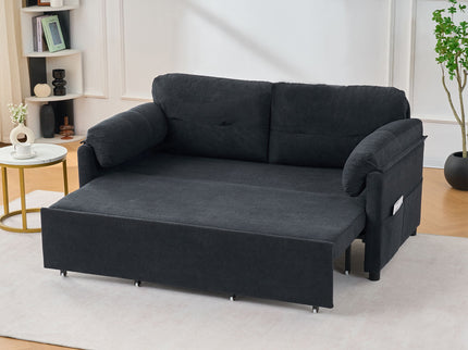 Convertible Pull Out Sofa Bed Queen Size, 3 In 1 With Side Storage