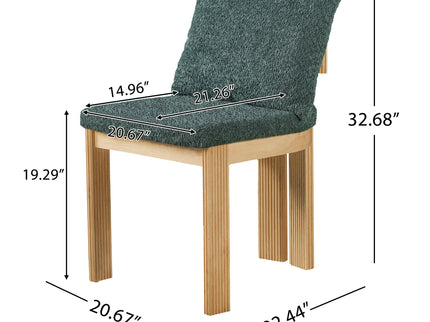 5 Piece Indoor Dining Set With Fluted Table Upholstered Chairs - Green / Natural