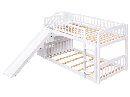 Twin Over Twin Stairway Bunk Bed With Two Drawers And Slide