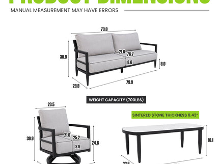Outdoor Conversation Set With Chairs, Bench Sofa, Tables, Sunbrella Cushions