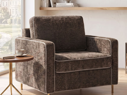 Accent Chair Upholstered Single Sofa With Square Arms, Sewn Pillow Back For Living Room
