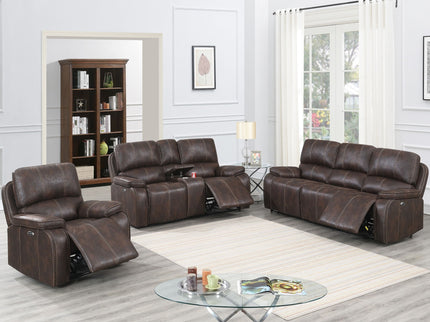 Power Reclining Sofa With Built In USB Port - Chocolate