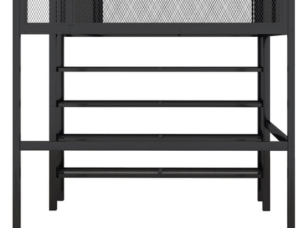 Loft Bed With 4 Tier Shelves And Storage