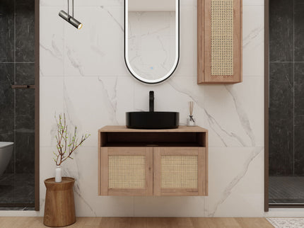 Bathroom Vanity With Art Sink And Side Cabinet, Float Mounting Design