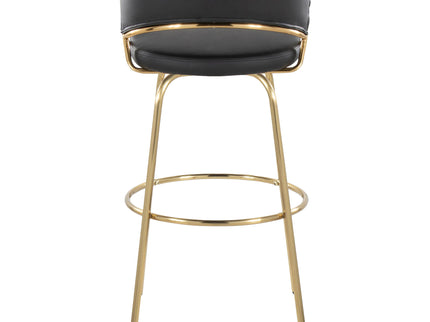 Jie - Fixed Height Contemporary Barstool With Swivel With Round Footrest (Set of 2)
