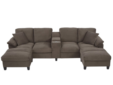 Modern U-Shaped Sectional Sofa With Storage Ottomans