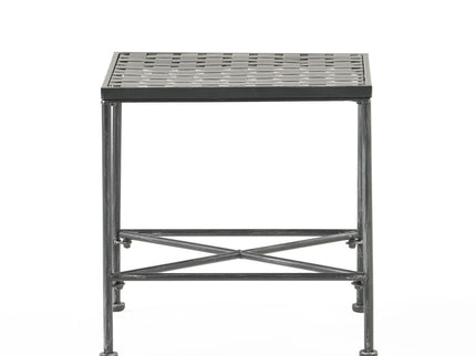 Outdoor Square Side Table With X Shaped Iron Frame - Black