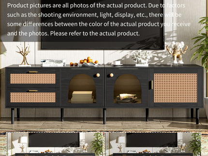TV Stand With App-Controlled LED Lights, 2 Drawers & Door Storage