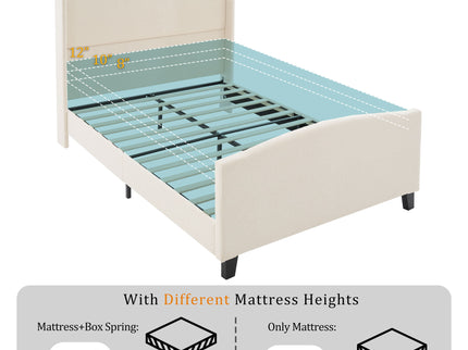 Platform Bed Frame With Tall Headboard And High Footboard