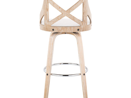 Charlotte - Farmhouse Fixed Height Bar Stool With Swivel And Round Footrest (Set of 2)