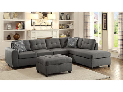 Balta - Button Tufted Sectional With Removable Cushion Upholstered Sofa - Gray