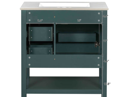 Transitional Style Bathroom Vanity Cabinet Combo With Ceramic Sink