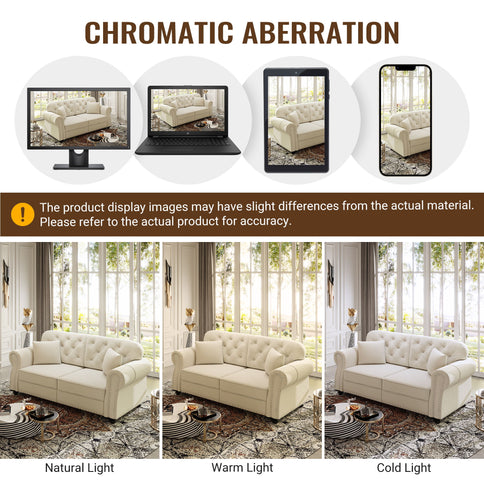 Upholstered 3 Seater Sofa Set With Ottoman