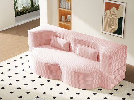 Modern Floor Sofa With 2 Pillows, Convertible Twin Size Folding Mattress For Living Room