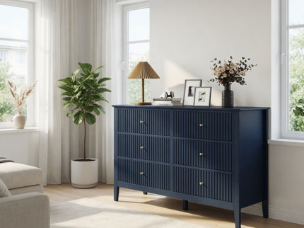 Modern 6 Drawer Fluted Dresser