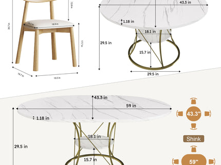 Round Extendable Dining Table Set With Chairs
