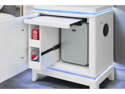 Adalid - Nightstand With Cooler, USB And Speaker - White