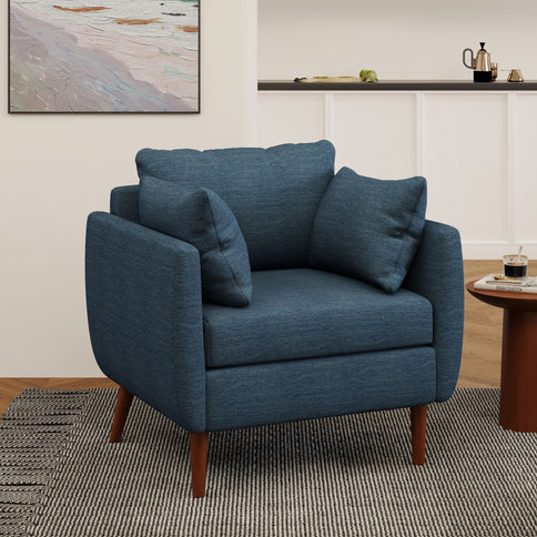 Luminate - Upholstered Fabric Club Chair With Tapered Legs And 2 Accent Pillows