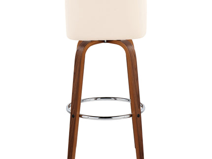 Toriano - Mid Century Modern Fixed Height, Barstool With Swivel With Round Footrest (Set of 2)