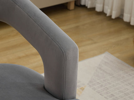 Wide Modern Barrel Open Back Upholstered Accent Chair With Weathered Solid Wood Legs