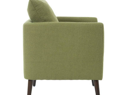 Barrel Chair, Modern Accent Chair, Fabric Armchair Club Chair, Upholstered Arm Chair With Solid Wood Legs, Waist Pillow, Padded Single Chair For Living Room / Bedroom / Study / Waiting Room - Olive Green