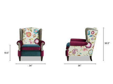 Anya - Wingback Accent Arm Chair - Blue