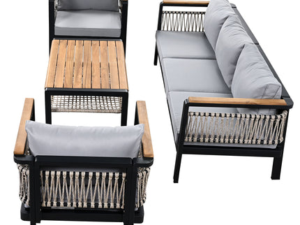 4 Pieces Outdoor Sectional Sofa Set 5 Person Patio Seating Group Outdoor Conversation Set With Cushions And A Coffee Table For Patios
