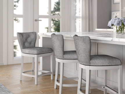 Upholstered Swivel Stool With Back