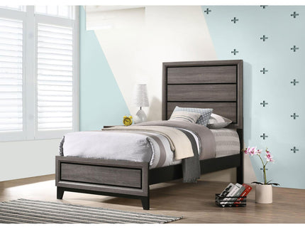 Twin Panel Bed With Tapered Legs - Gray