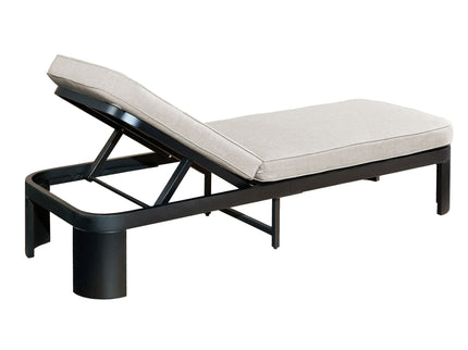 Outdoor Chaise Lounge With Cushion, 5 Position Adjustable Backrest