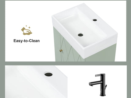 Modern Bathroom Vanity With Sink, Diamond Pattern Doors