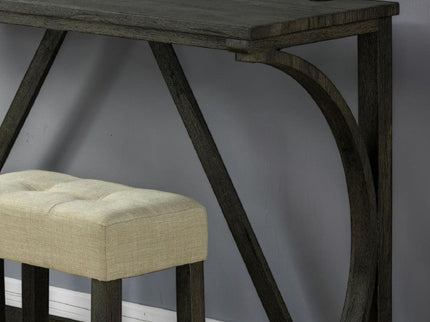 Dining Table Set With USB Charging Ports, Biscuit Tufted Stools - Beige / Brown