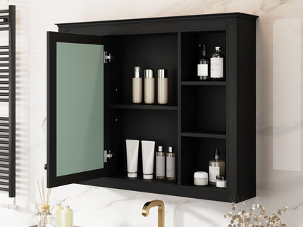 Wall Mounted Medicine Cabinet With Mirror, Storage Cabinet Featuring 6 Open Shelves And Adjustable Interior