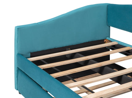Upholstered Daybed Sofa Bed With Trundle Bed And Wood Slat