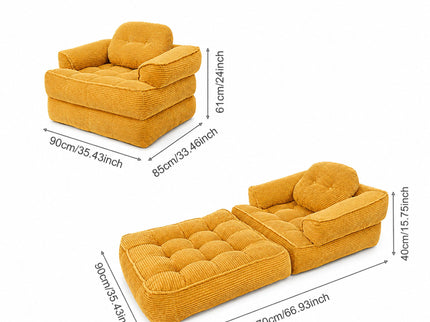 Convertible 2 In 1 Armrest Sofa For Bedroom