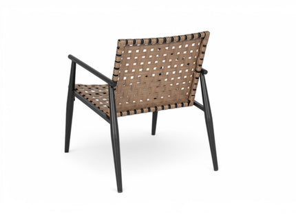 Outdoor Chat Set, 2 Chairs & Side Table - Black / Brown