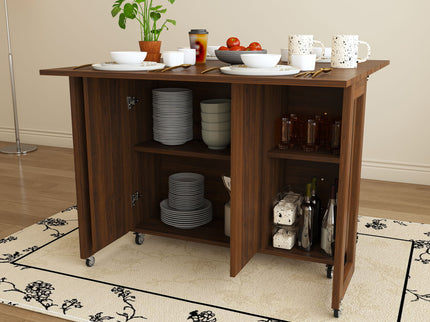 3 In 1 Foldable Side Table With 4 Storage Shelves