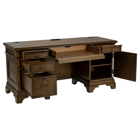 Stigham - 5 Drawer Credenza Office Desk - Oak