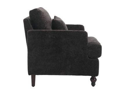 Modern Mid Century Wood Frame Armchair With Tufted Design